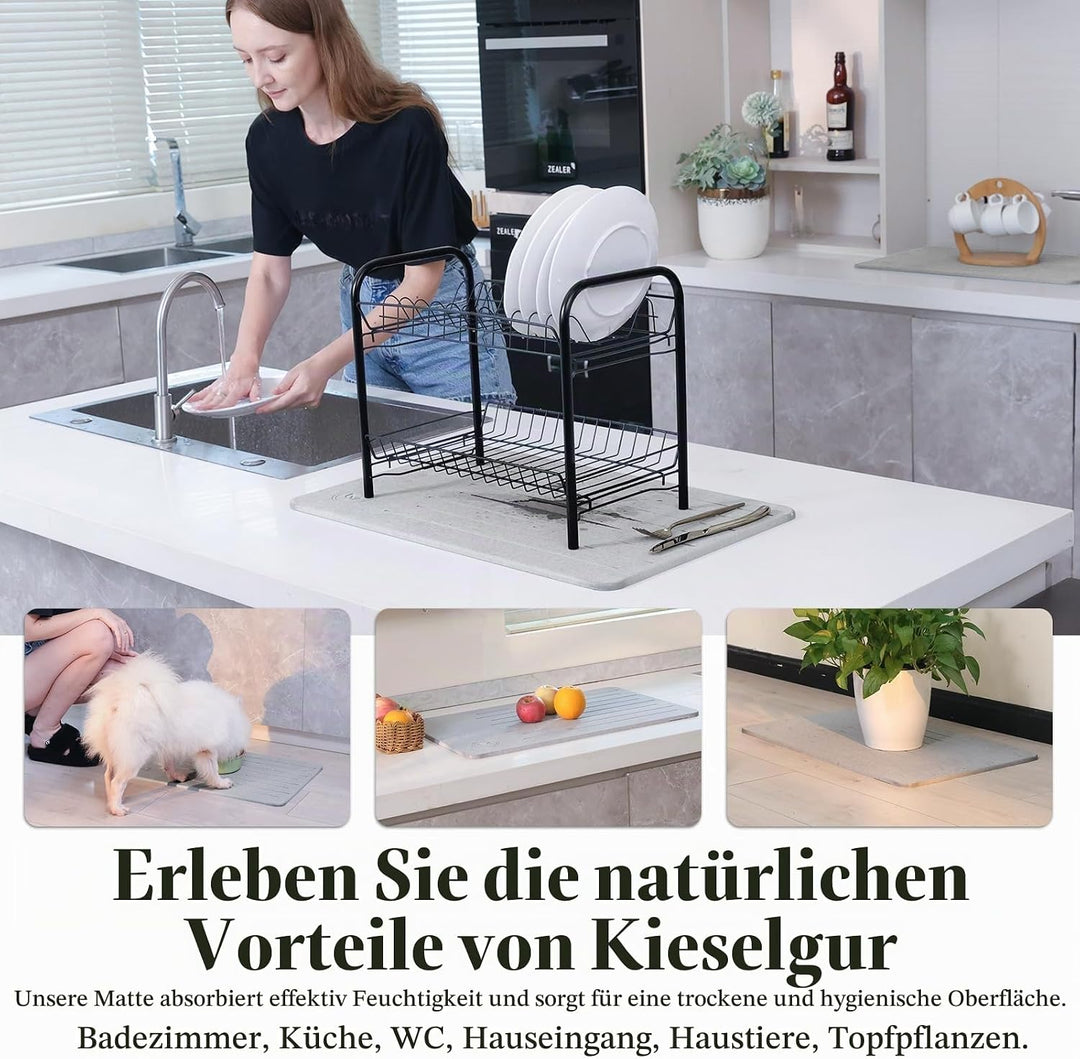 Badematte Stein, Diatomite Stone Bath Mat, rutschfeste Stein Badematte Schnelltrocknend, Werten Sie