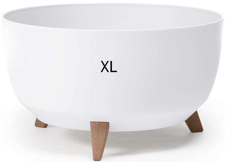 MELTOM Blumentopf mit Füssen aus Kunststoff Schale Rund mit Einsatz Kräutertopf (Weiss, XL - 47 cm)
