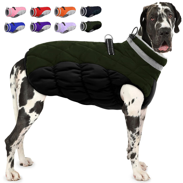 AOFITEE Extra Grosser Hundemantel, Warme Wasserdichter & Winddichter Hundejacke mit Bauchschutz, Rol