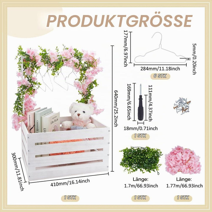 UNICRAFTALE Weisse Holz Baby Shower Kiste Baby Aufbewahrungsschrank Mit 6 Haken Kiste Wäschekorb Par