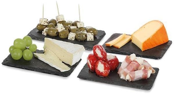 Boska 359003 - Schieferplatte - Dessertplatte - Tapasplatte 4er Set - Schiefer - Länge: 16 x 10 cm T