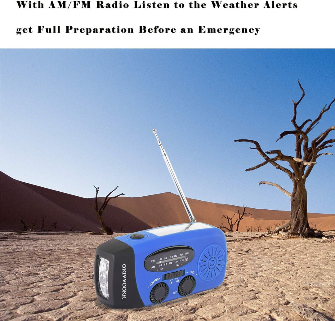 NNOOAADIO Solar Kurbelradio, Notfallradio wiederaufladbar 2000mAh Power Bank AM/FM Wetterradio mit S