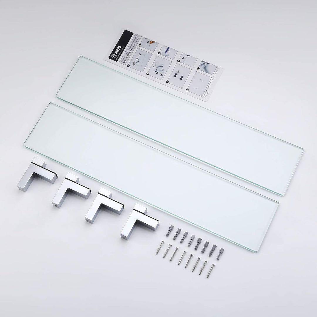 KES Duschablage Glas Glasregal Glasablage für Badezimmer Wandregal 8mm Hartglas Ablage Dusche Badreg