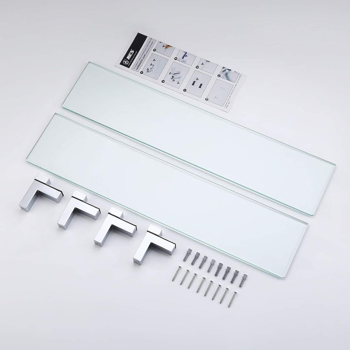 KES Duschablage Glas Glasregal Glasablage für Badezimmer Wandregal 8mm Hartglas Ablage Dusche Badreg