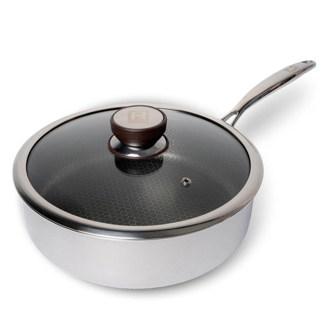 HENSSLERS® Sautepfanne 26cm mit Deckel [FÜR ALLE HERDARTEN INKL. INDUKTION] - Sauteuse Edelstahl - P