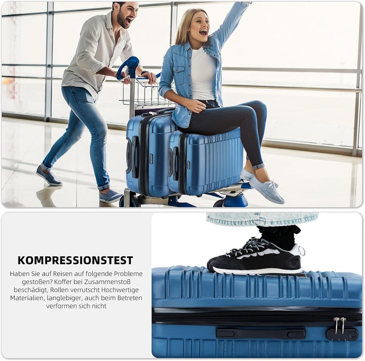 BEIBYE 2088 Zwillingsrollen Reisekoffer Koffer Trolleys Hartschale M-L-XL-Set in 13 Farben (Blau, L)