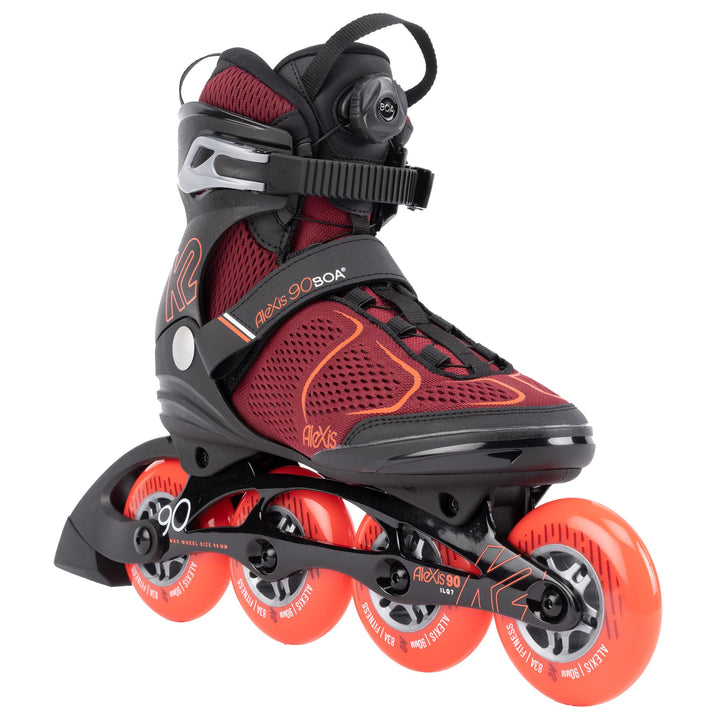 K2 Damen Alexis 90 Boa Inline Skates EU: 41.5 (UK: 7.5 / US: 10) burgandy - orange, EU: 41.5 (UK: 7.