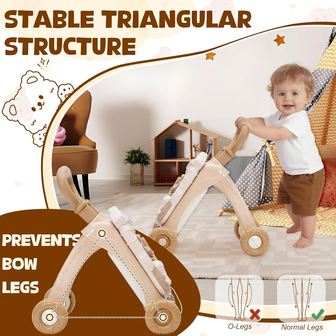 3 in 1 Lauflernwagen, Baby Lauflernwagen, Lauflernhilfe, Interaktive Laufhilfe mit Licht Musik & Abn