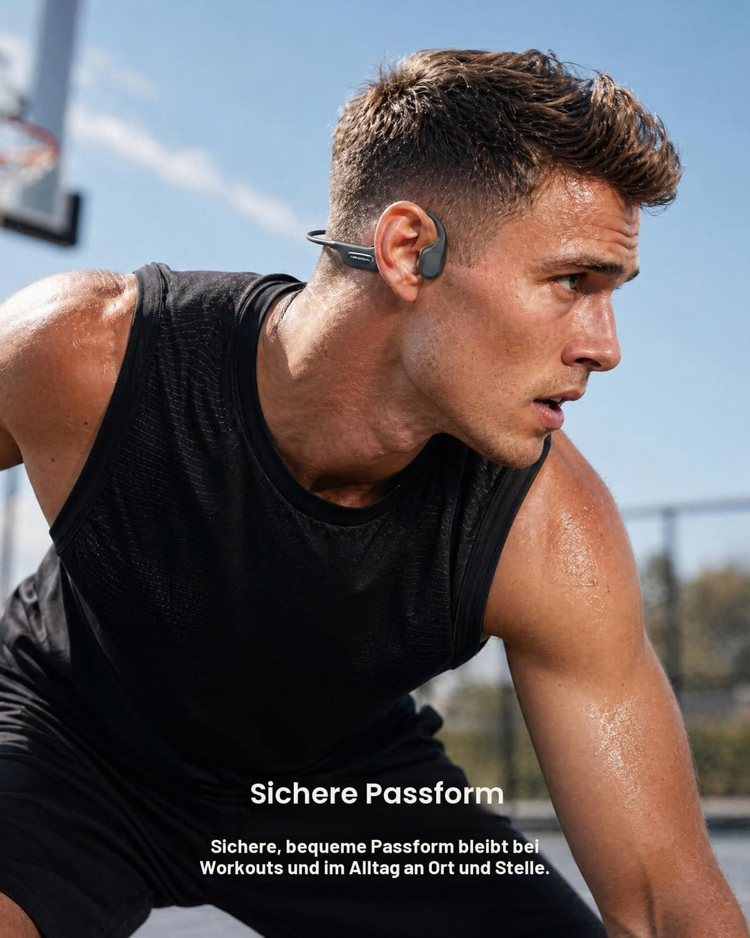 Knochenschall Kopfhörer Bluetooth 6.0 Zum Joggen, Radfahren, Fitness, IPX8 | 24g Ultraleicht, weiche