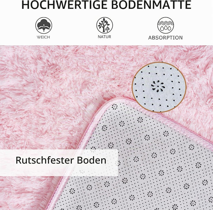 Flauschige Teppich,Rosa Teppich Kinderzimmer,Hochflor Waschbarer Teppiche für Schlafzimmer,Wohnzimme