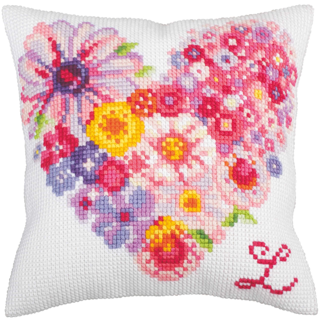 Collection d'Art 5263 Für dich Stickkissen Kreuzstich-Set, Baumwolle, Multi, 40 x 40 cm, Für dich