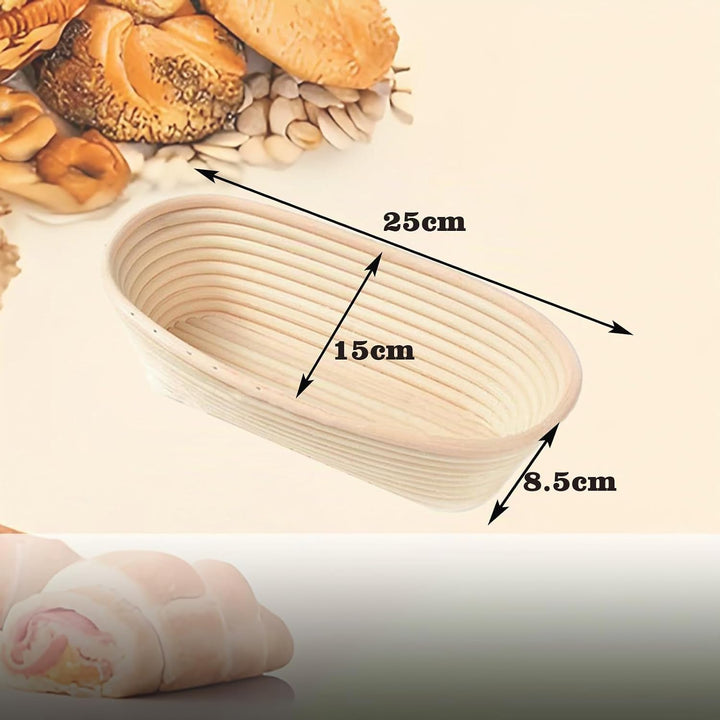 Gärkorb Oval 25cm, Banneton Set, Gärkörbchen Set 1kg Teig, Brot Backen Fasst für Brot, Bürste, Bread