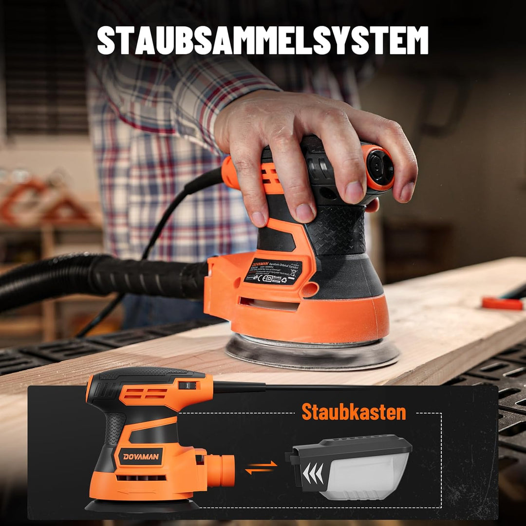 DOVAMAN ROS01A Exzenterschleifer 350W, 6-stufige Drehzahlregelung bis 13.000 U/min, 125mm Schleifmas