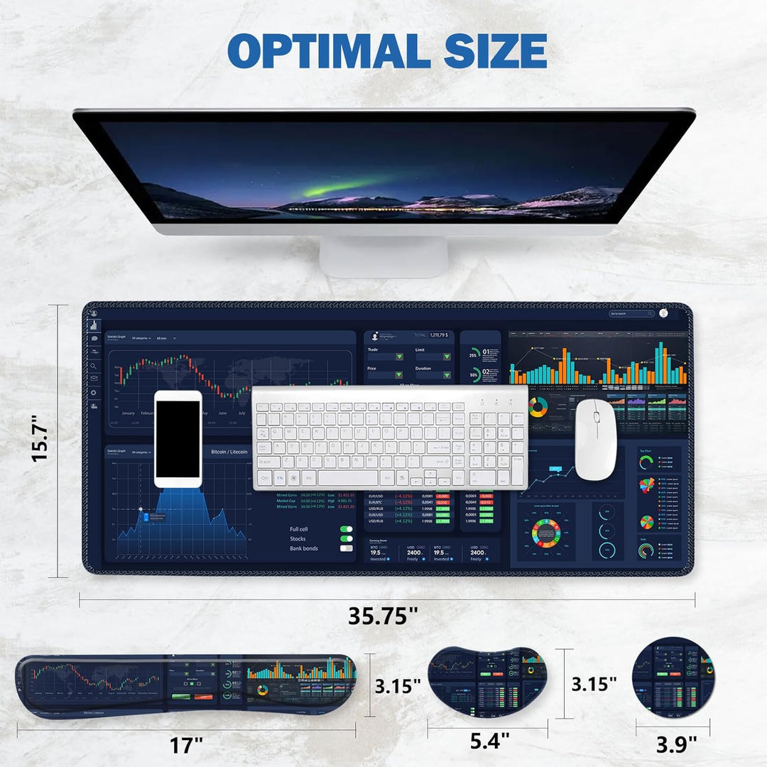 ToLuLu Erweitertes Gaming-Mauspad, Memory-Schaum, ergonomische Tastatur-Maus-Handgelenkauflage, gros