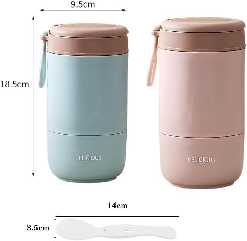 CEWROM Müslibecher To Go mit Deckel, 2 Pcs Thermobehälter Für Essen 730ml, PP-Material Porridge Bech
