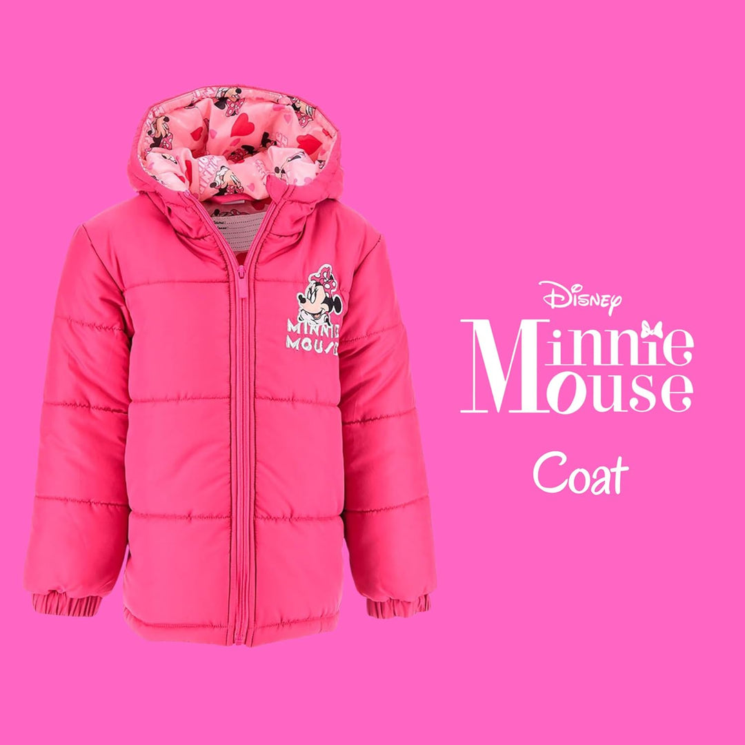Disney Minnie Mouse Mantel für Mädchen, Warme und Weich Gepolsterte Jacke, Kapuzenmantel für Mädchen