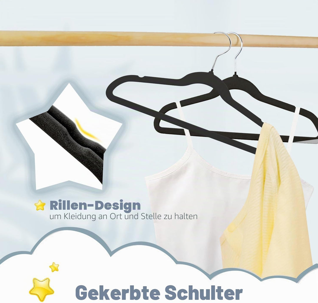 MangoKit 35 cm Samt-Kleiderbügel für Kinder, rutschfeste Kinder-Kleiderbügel, ultraschlanke, 32 Stüc