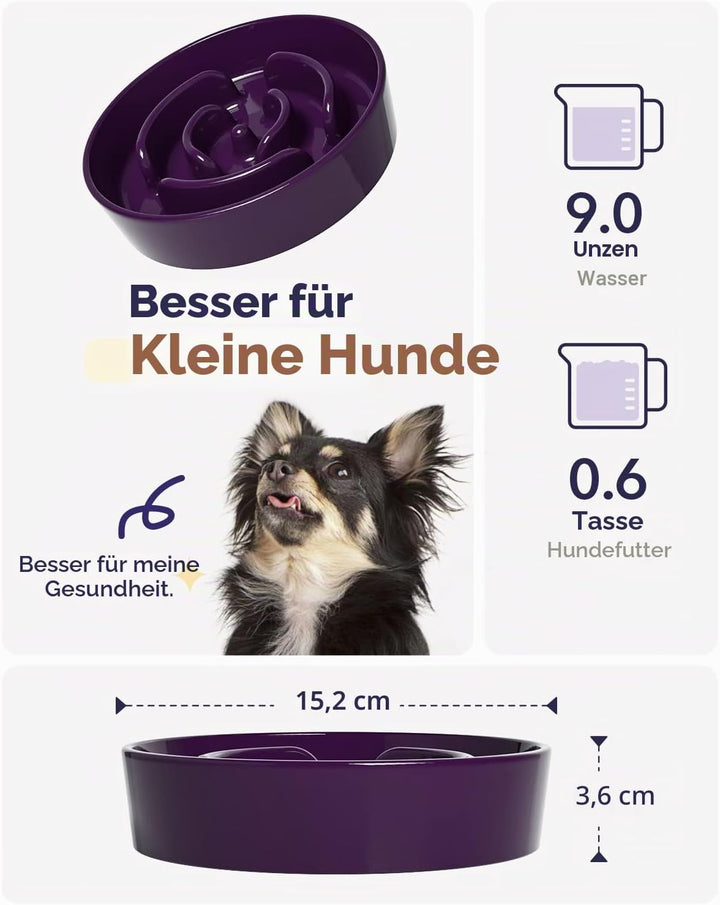 LE TAUCI Hundenapf aus Keramik, Antischlingnapf für Mittelgrosse und Kleine Hunde, Langsam Fressen u