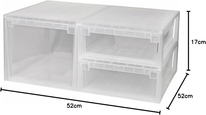 3 Stück Schubladenboxen mit Nutzvolumen 2 Stück mit 22 (XL) und 1 Stück mit 50 (XXL) Liter. Passend