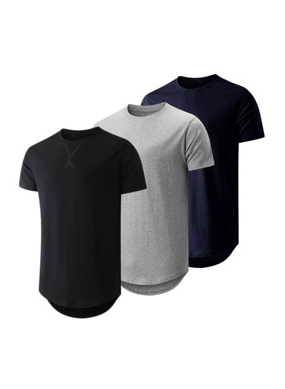 JMIERR 3 Pack T Shirt Herren Sommer Basic Einfarbig T-Shirt Baumwolle Slim Fit Hemd Kurzarm Sportwea