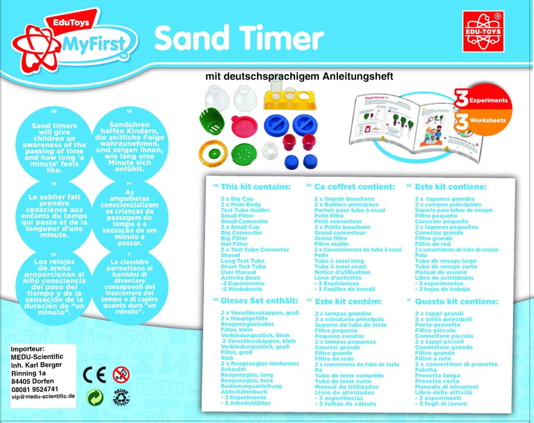 EDU-TOYS Meine erste Sanduhr – Bausatz und Experimentierkasten für Kleinkinder mit bebildertem Handb