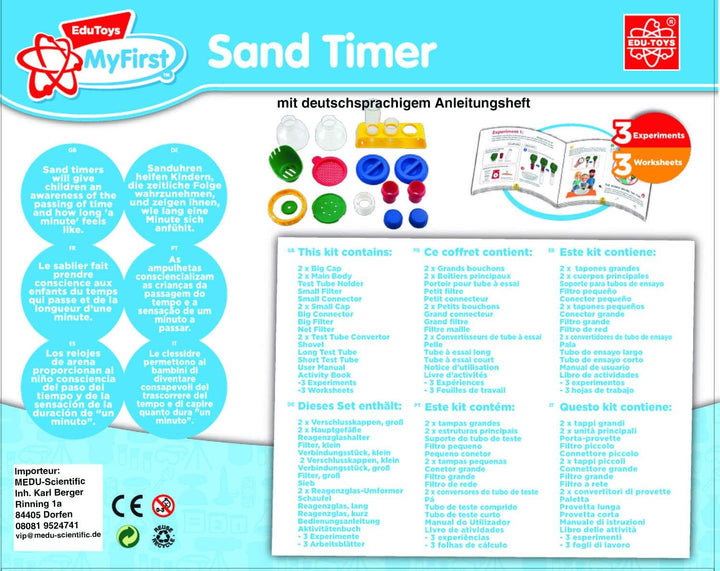 EDU-TOYS Meine erste Sanduhr – Bausatz und Experimentierkasten für Kleinkinder mit bebildertem Handb