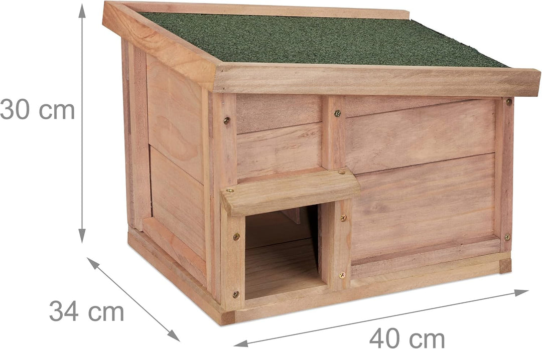 Relaxdays Igelhaus, Holz, Igelhotel mit Boden, 2 Kammern, Winterquartier für Igel, Garten, HBT: 30x4