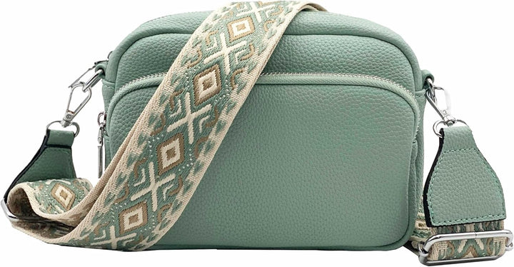 stylx Crossbody Bag Damen Leder Breiter Gurt Handtasche Umhängetasche Moderne Taschen mit breitem Sc