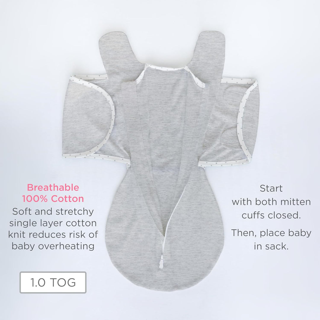 SwaddleDesigns Unisex Baby Omni 6-Wege Omni (1er Pack) 3M (5.4-8.2 kg) Heathered Gray, 3M (5.4-8.2 k