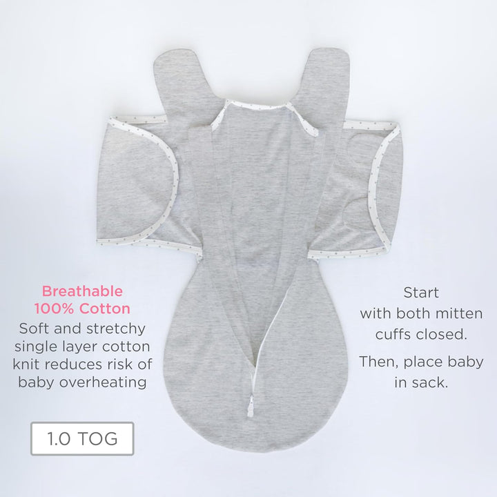 SwaddleDesigns Unisex Baby Omni 6-Wege Omni (1er Pack) 3M (5.4-8.2 kg) Heathered Gray, 3M (5.4-8.2 k