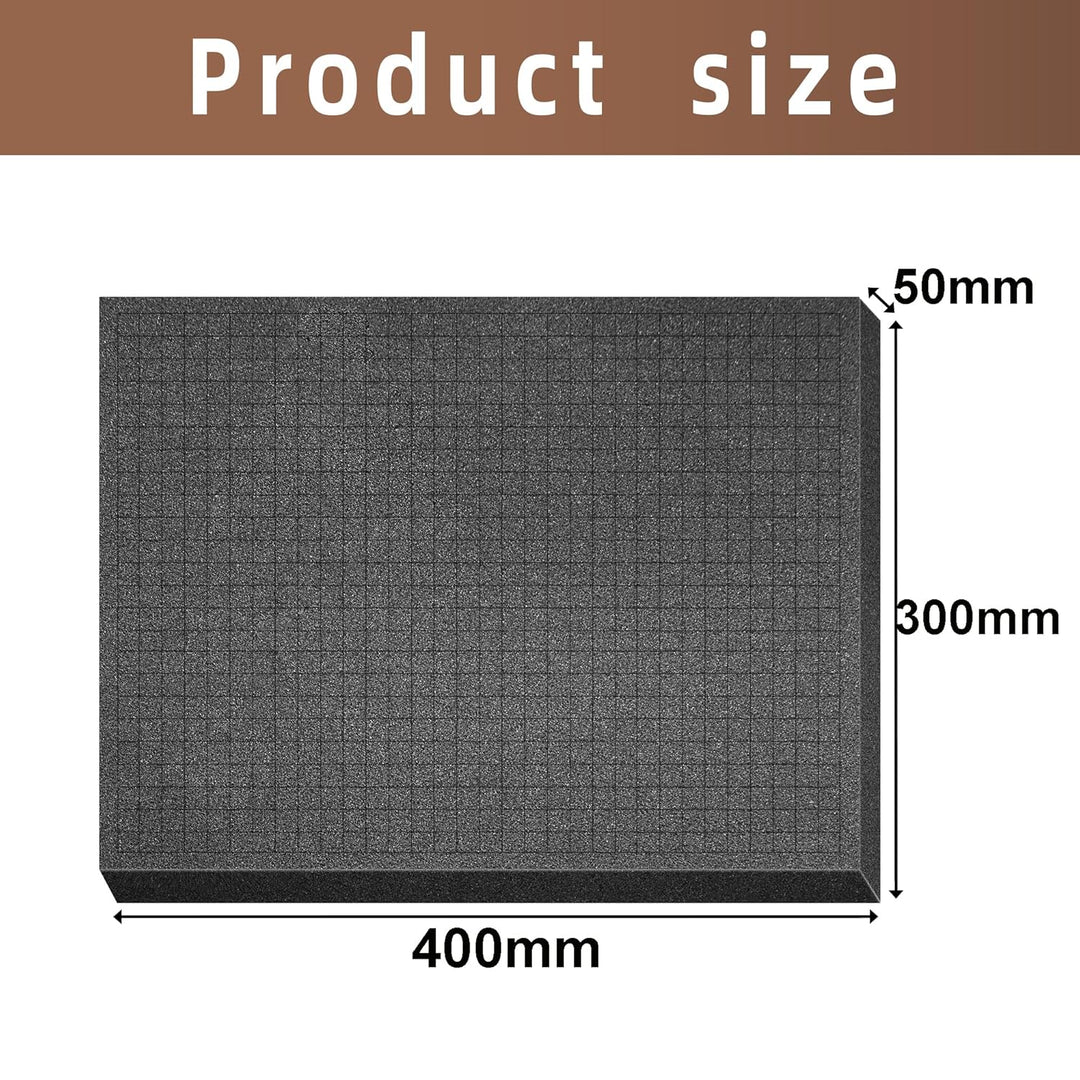 2 Stück 400 x 300 x 50 mm Rasterschaumstoff Würfelschaum - Werkzeugkoffer Kamerakoffer Schaumstoff,K