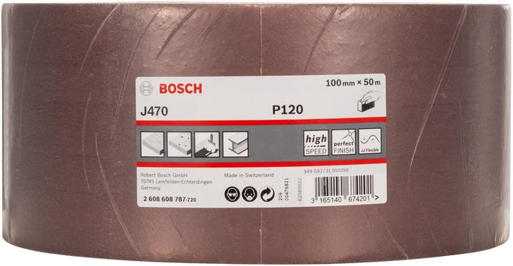 Bosch Professional Schleifrolle für Holz und Farbe (100 mm, 50 m, Körnung 120, J470), Körnung 1