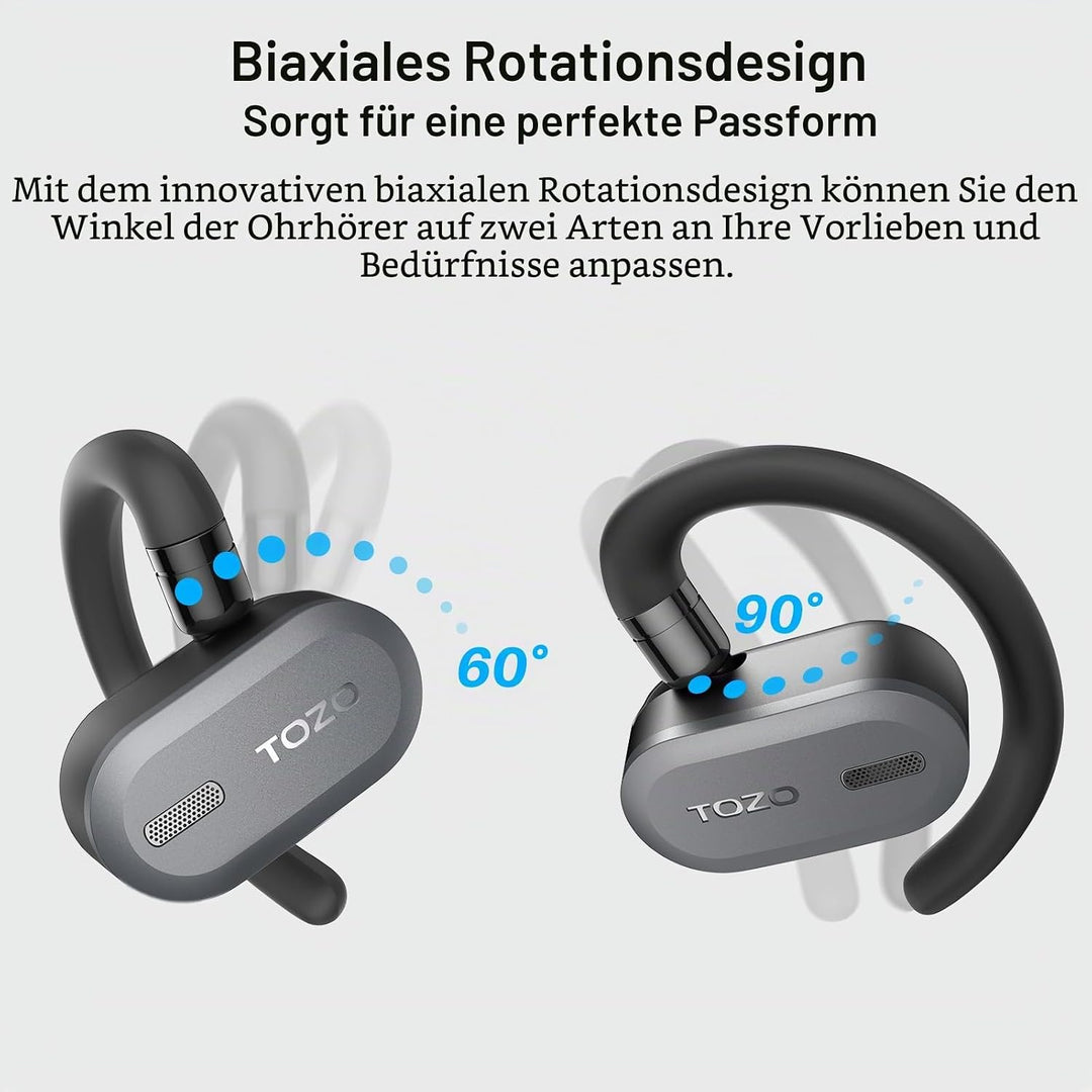 TOZO Open Buds Leichte Bluetooth Kopfhörer Kabellos 5.3 mit Mehrwinkelverstellung, Offenes Ohrdesign