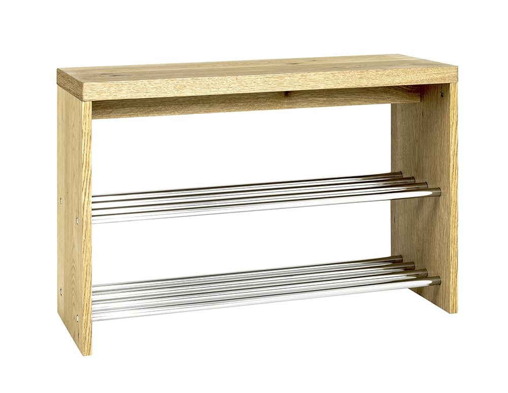HAKU Möbel 15621 Bank, Metall, eiche-chrom, 81 x 30 x 55 B 81 x T 30 x H 55 Eiche-chrom, B 81 x T 30