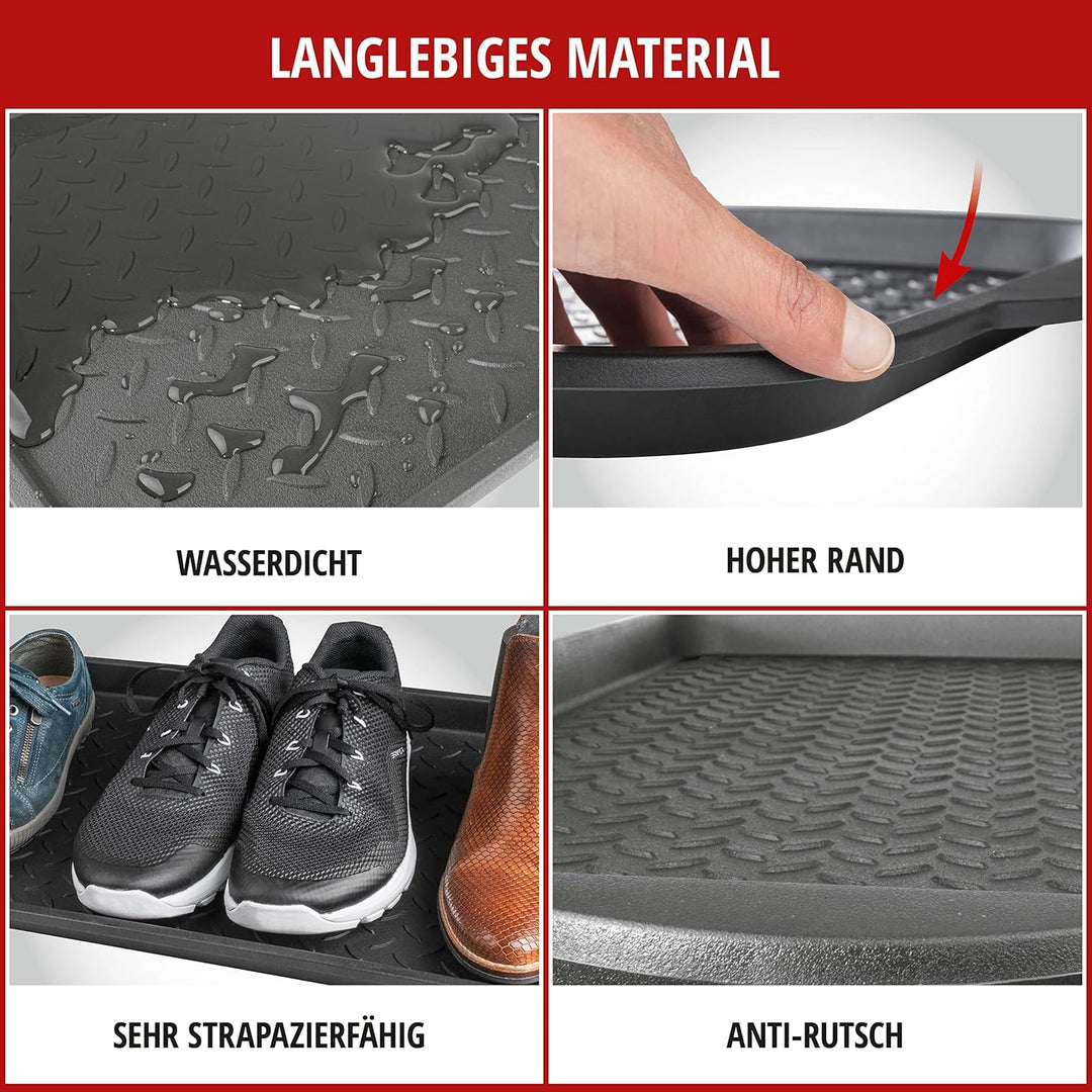 WALSER Antirutschmatte Safetray, Mehrzweckwanne, Abtropfmatte Auto Kofferraumwanne, Schuhablage, Sch