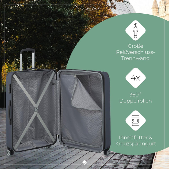 Travelite Hartschalenkoffer gross, erweiterbar, 4 Rollen, City, Trolley mit kratzfester Oberfläche,