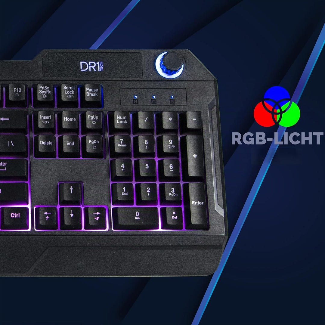 DR1TECH Wasp RGB Gaming Tastatur Für PC/PS4 Mit LED Hintergrundbeleuchtung - 104 Tasten Mit 26-Taste