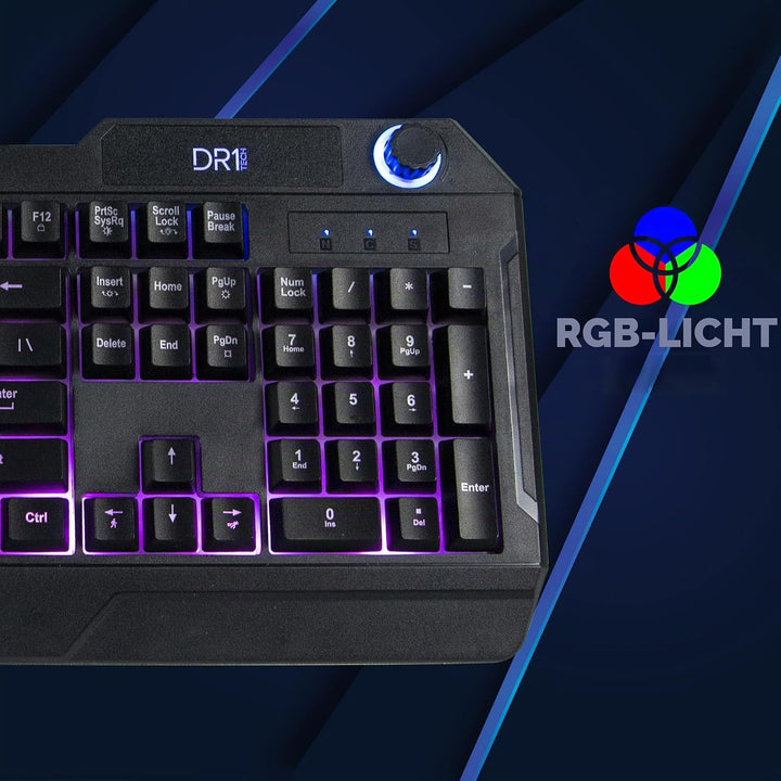 DR1TECH Wasp RGB Gaming Tastatur Für PC/PS4 Mit LED Hintergrundbeleuchtung - 104 Tasten Mit 26-Taste