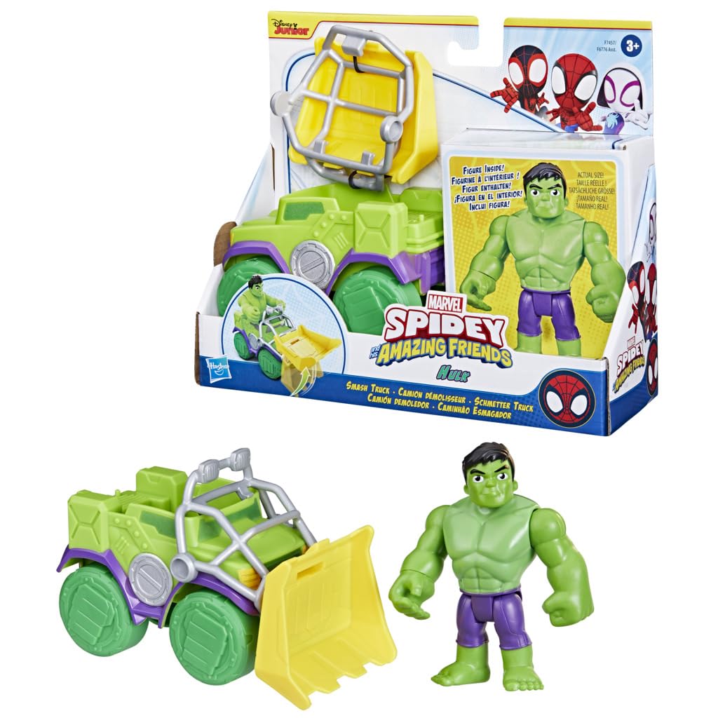 SPIDEY AND HIS AMAZING FRIENDS Marvel Hulk Schmetter Truck, Action-Figur mit Fahrzeug und Accessoire