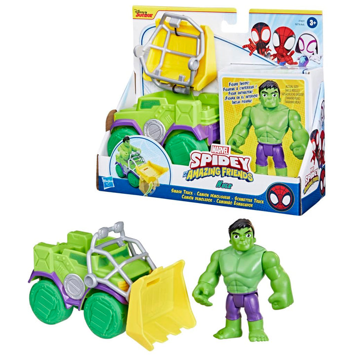 SPIDEY AND HIS AMAZING FRIENDS Marvel Hulk Schmetter Truck, Action-Figur mit Fahrzeug und Accessoire