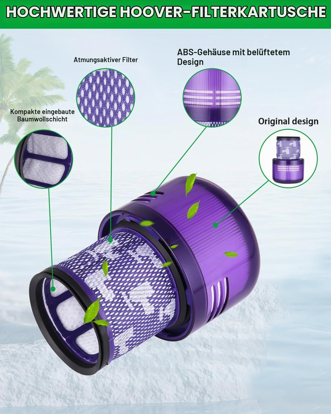 Birshe 4 Stück Filter für Dyson V11 SV14 V15 SV22, HEPA Filter für dyson V12, Waschbar Ersatzfilter