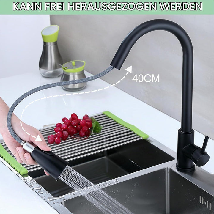 Amdoticknpf Wasserhahn Küche, Küchenarmatur Ausziehbar, Mischbatterie mit 360° Schwenkbar, Edelstahl