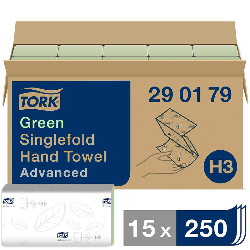 Tork grüne Zickzack Papierhandtücher Advanced 290179 - H3 Falthandtücher für Papierhandtuchspender -