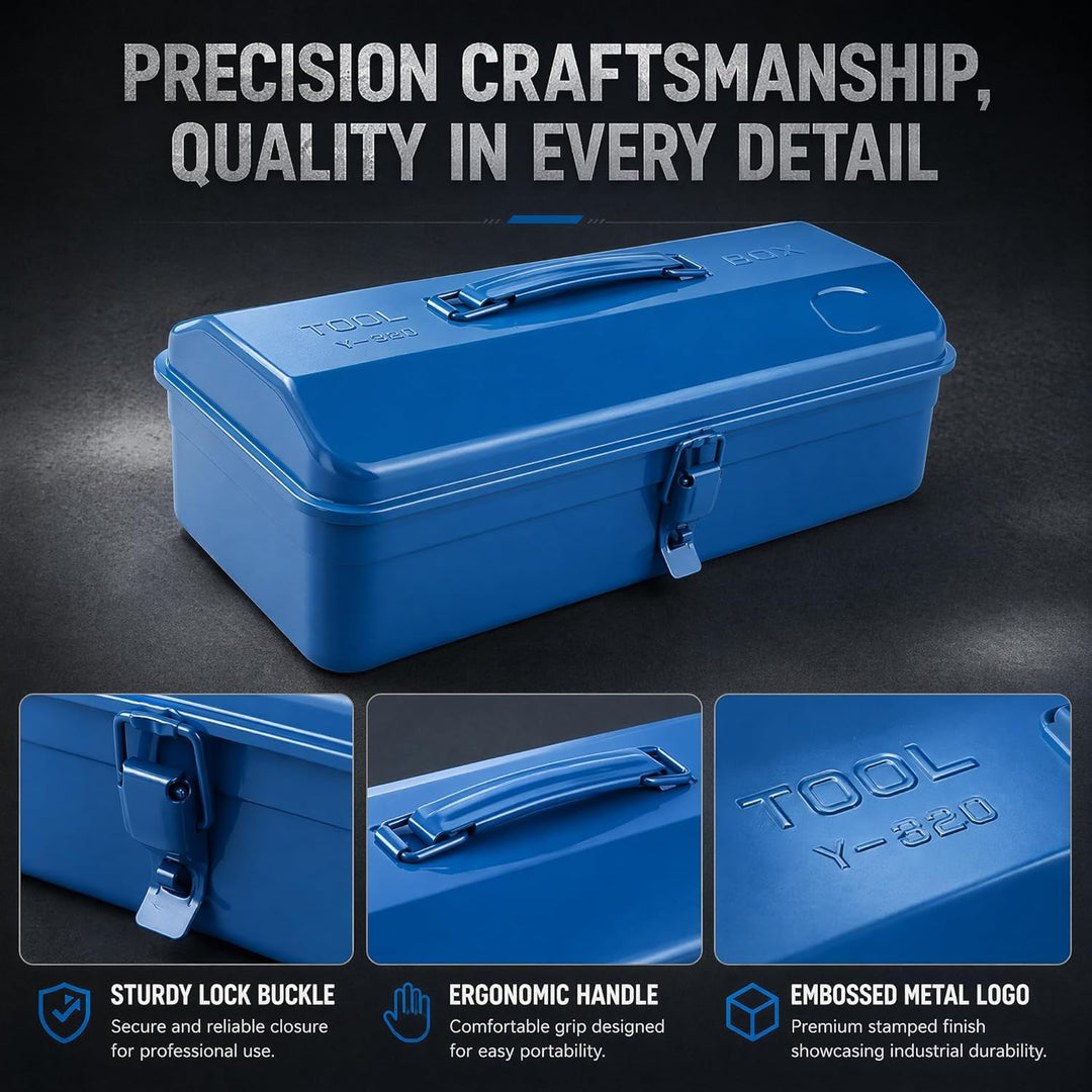 Werkzeugkoffer Klein Leer, Werkzeugkiste Metall 37×16×12cm Robust Langlebig Werkzeugkasten Mit Trage