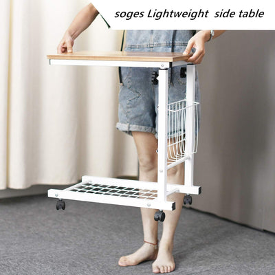 soges Beistelltische fürs Wohnzimmer Höhenverstellbarer Pflegetisch Computertisch Laptisch mit Rolle