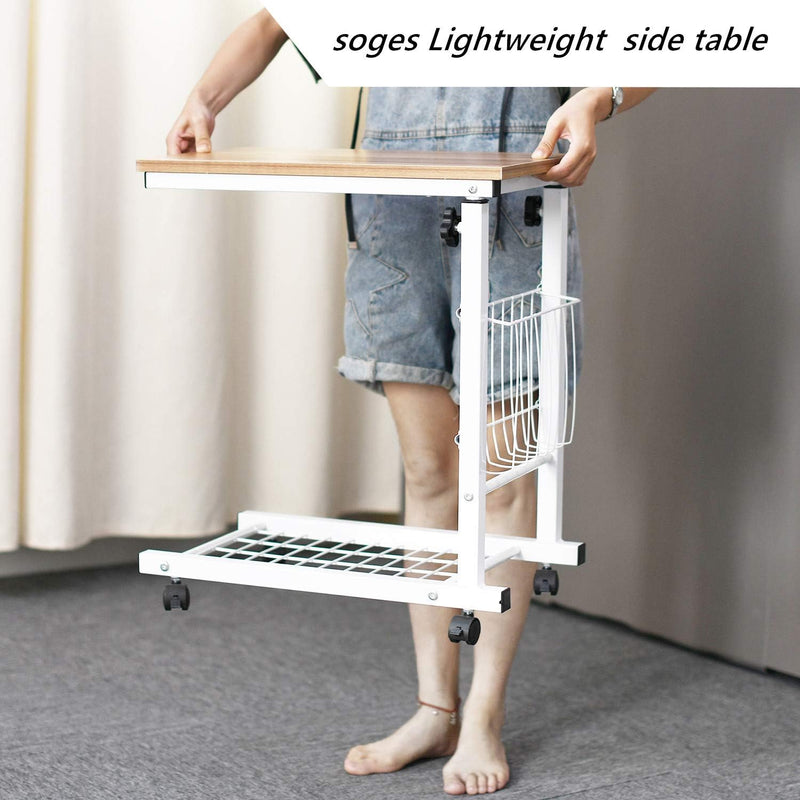 soges Beistelltische fürs Wohnzimmer Höhenverstellbarer Pflegetisch Computertisch Laptisch mit Rolle