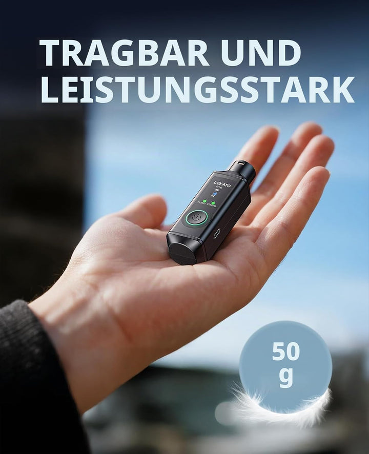 LEKATO P16 Bluetooth XLR Empfänger, Mono/Stereo Audio Receiver mit 15H Laufzeit für PA-, DJ-Systeme