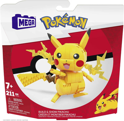 Mega Pokémon Figuren, Medium Pikachu Figur zum Zusammenbauen, Höhe: 10cm, beweglich, kompatibel mit