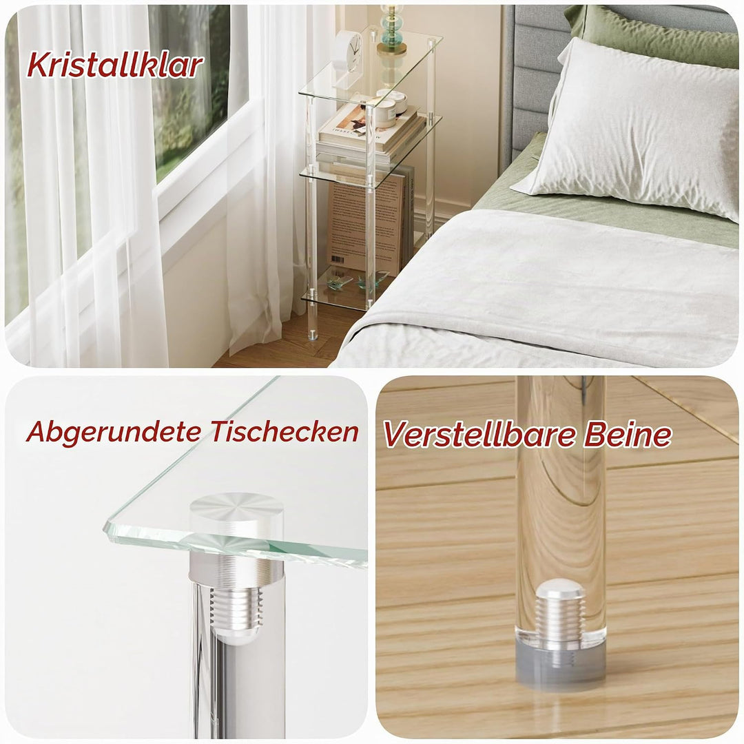 Beistelltisch Glas Glastisch Klein LET523TR 3 Etagen, 3 Etagen