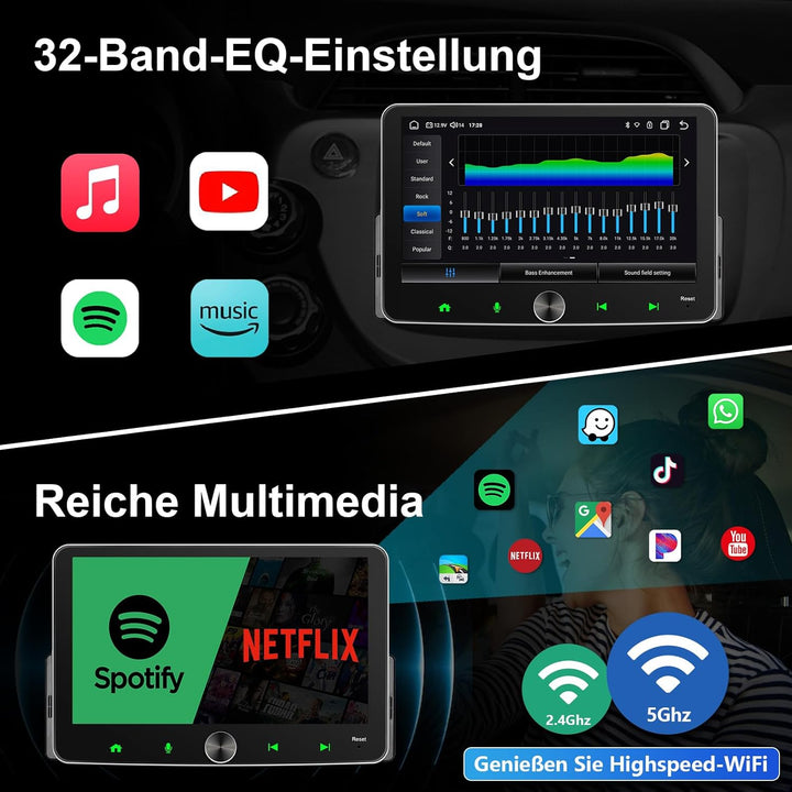 Android Autoradio 1Din Wireless CarPlay Wireless Android Auto Radio mit Bildschirm 7 Zoll 4G+64G Car